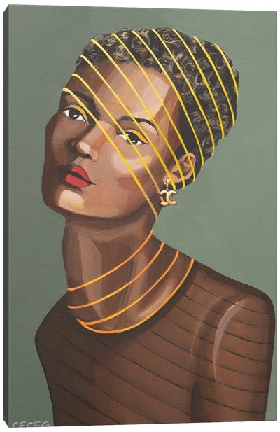 Girl With Chanel Earring Canvas Art Print - CeCe Guidi