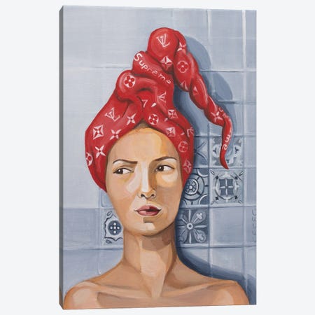 Woman With LV Supreme Logo Towel Canvas Print #CCG71} by CeCe Guidi Canvas Print