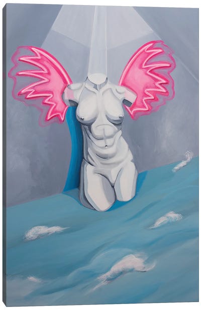 Torso With Neon Wings Canvas Art Print - Modern Muses & Statues