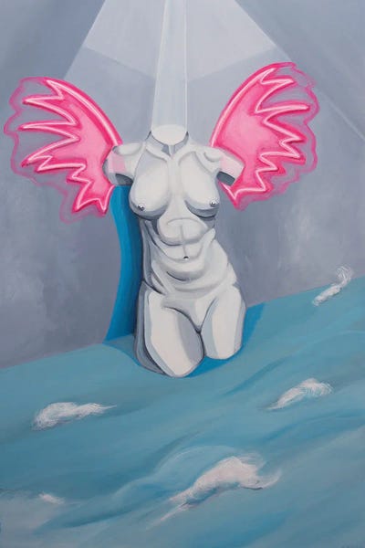Modern Muses & Statues: Torso With Neon Wings by CeCe Guidi