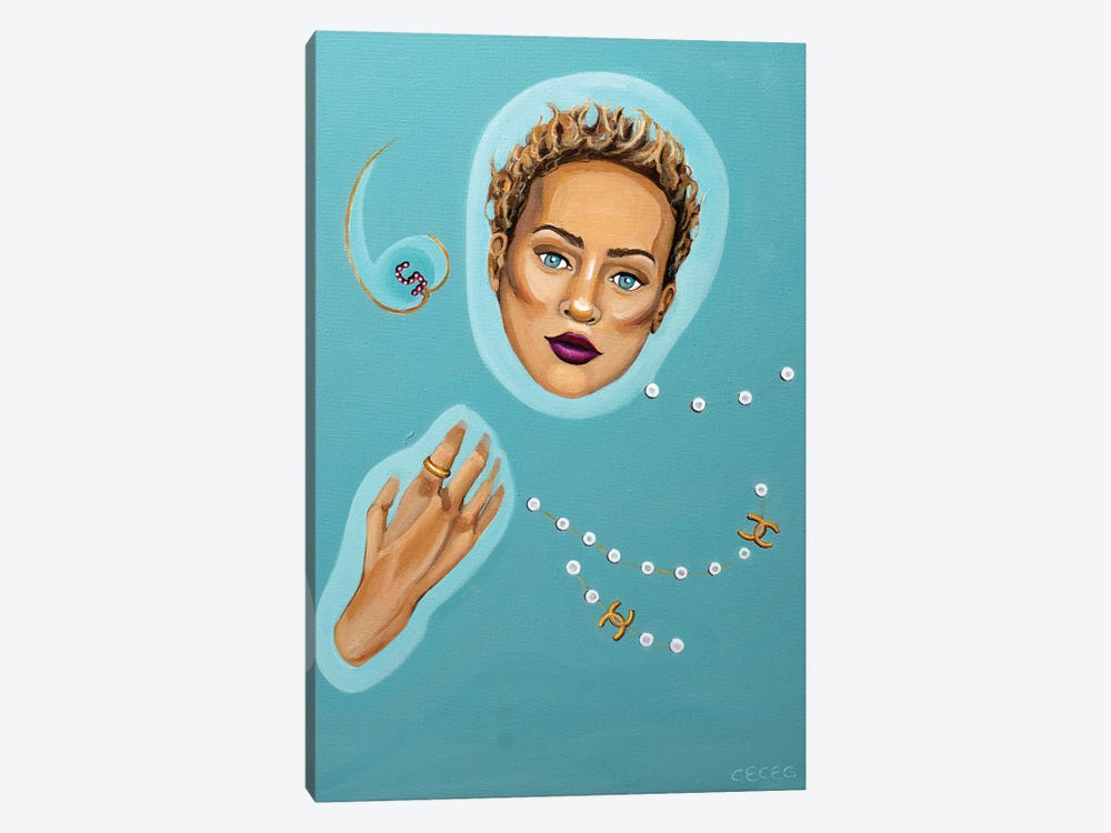 Girl In A Tub With Chanel Necklace by CeCe Guidi 1-piece Canvas Artwork