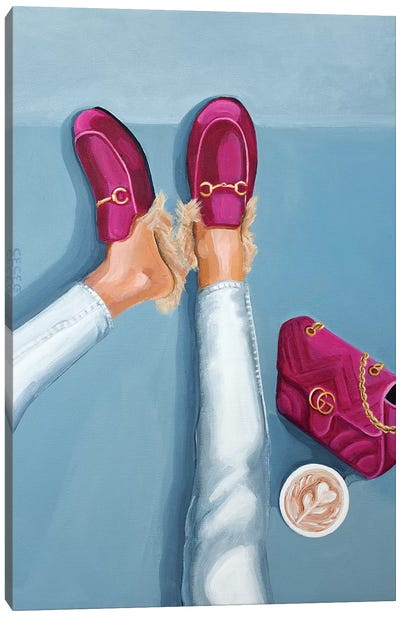 Gucci Velvet Loafers and Bag Canvas Art Print - Shoe Art
