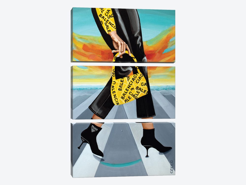 Girl In Balenciaga And Prada by CeCe Guidi 3-piece Canvas Wall Art
