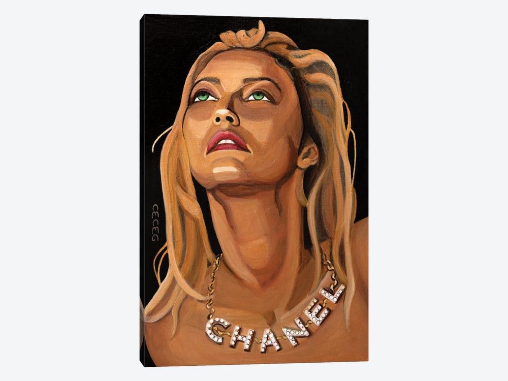 Girl Wearing Chanel Necklace by CeCe Guidi 1-piece Canvas Art Print