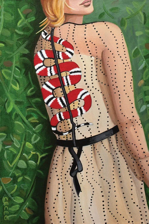 Girl Wearing A Gucci Snake Dress