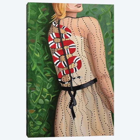 Girl Wearing A Gucci Snake Dress Canvas Print #CCG86} by CeCe Guidi Art Print