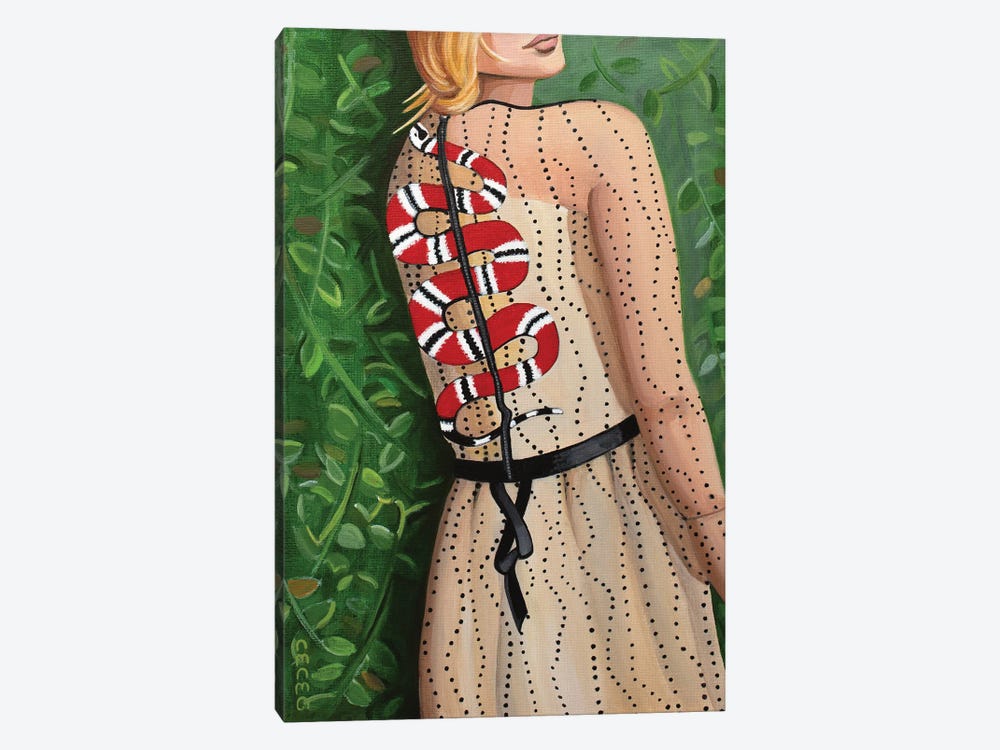 Girl Wearing A Gucci Snake Dress by CeCe Guidi 1-piece Canvas Art
