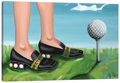 Girl Wearing Gucci Pearl Loafers Canvas Art Print - Limited Edition Sports Art