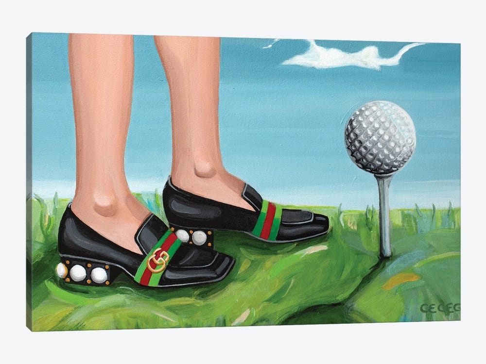 Girl Wearing Gucci Pearl Loafers by CeCe Guidi 1-piece Canvas Print