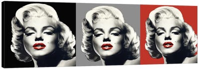 Marilyn Graphic Trio Canvas Art Print - Black, White & Red Art