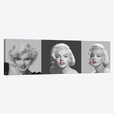 Marilyn Trio Red Lips, Blue Eyes Canvas Print #CCI52} by Chris Consani Art Print