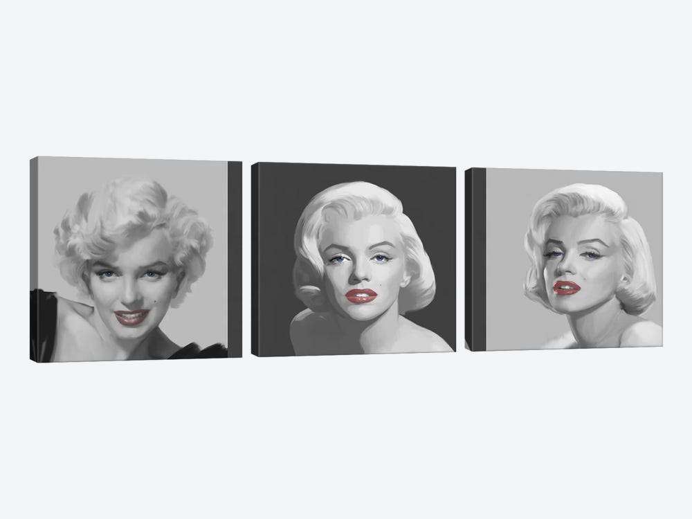 Marilyn Trio Red Lips, Blue Eyes by Chris Consani 3-piece Canvas Wall Art