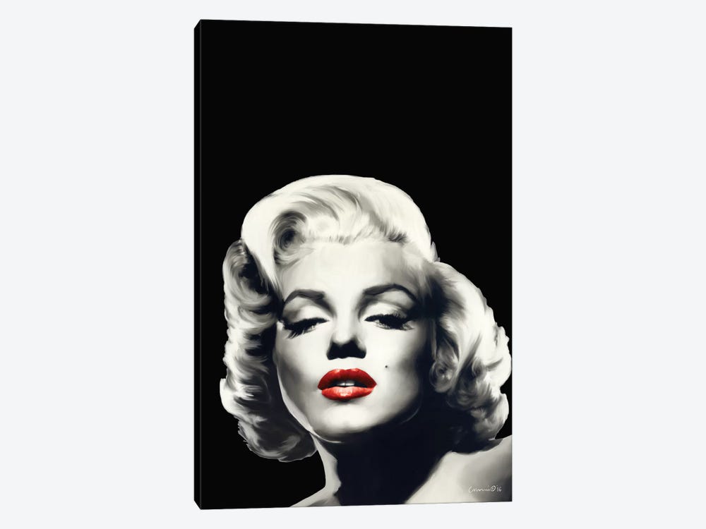 Red Lips Marilyn In Black by Chris Consani 1-piece Canvas Art