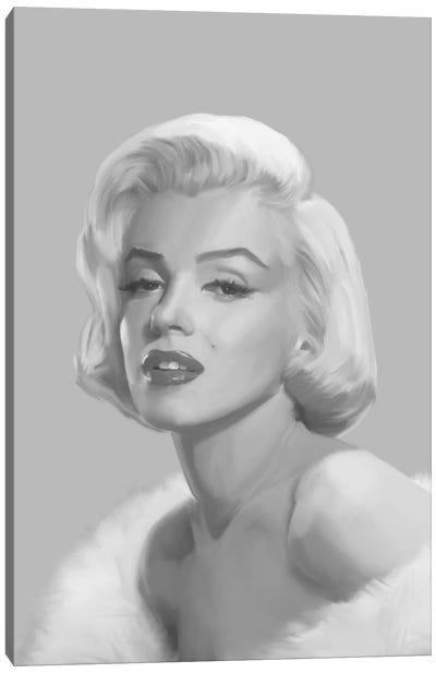 True Blue Marilyn Canvas Art Print - Gray & White Art