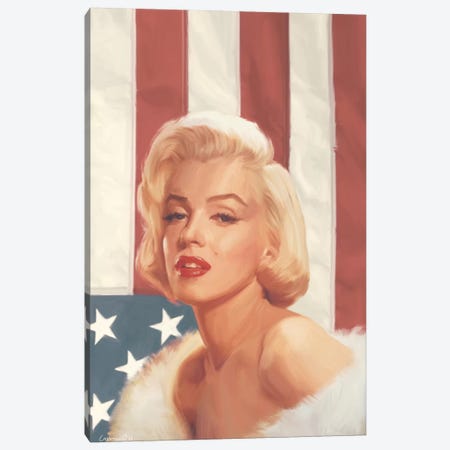 True Blue Marilyn In Flag Canvas Print #CCI87} by Chris Consani Canvas Print