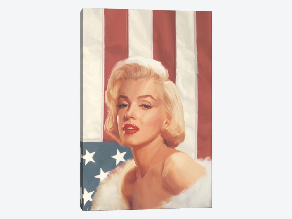 True Blue Marilyn In Flag by Chris Consani 1-piece Canvas Artwork