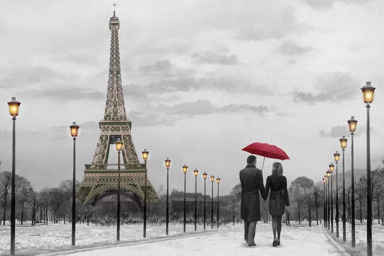 Paris Red Umbrella by Chris Consani wall art