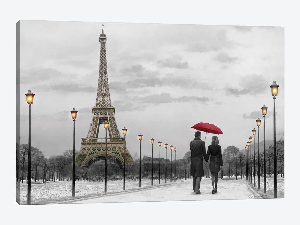 Paris Red Umbrella by Chris Consani 1-piece Art Print