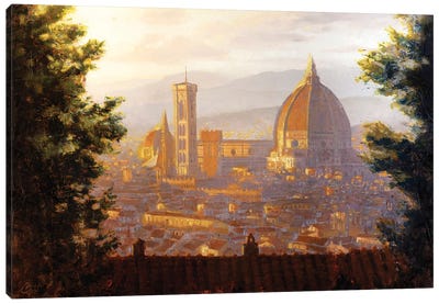 Florence, Italy - The Duomo From A Distance II Canvas Art Print - Florence Art