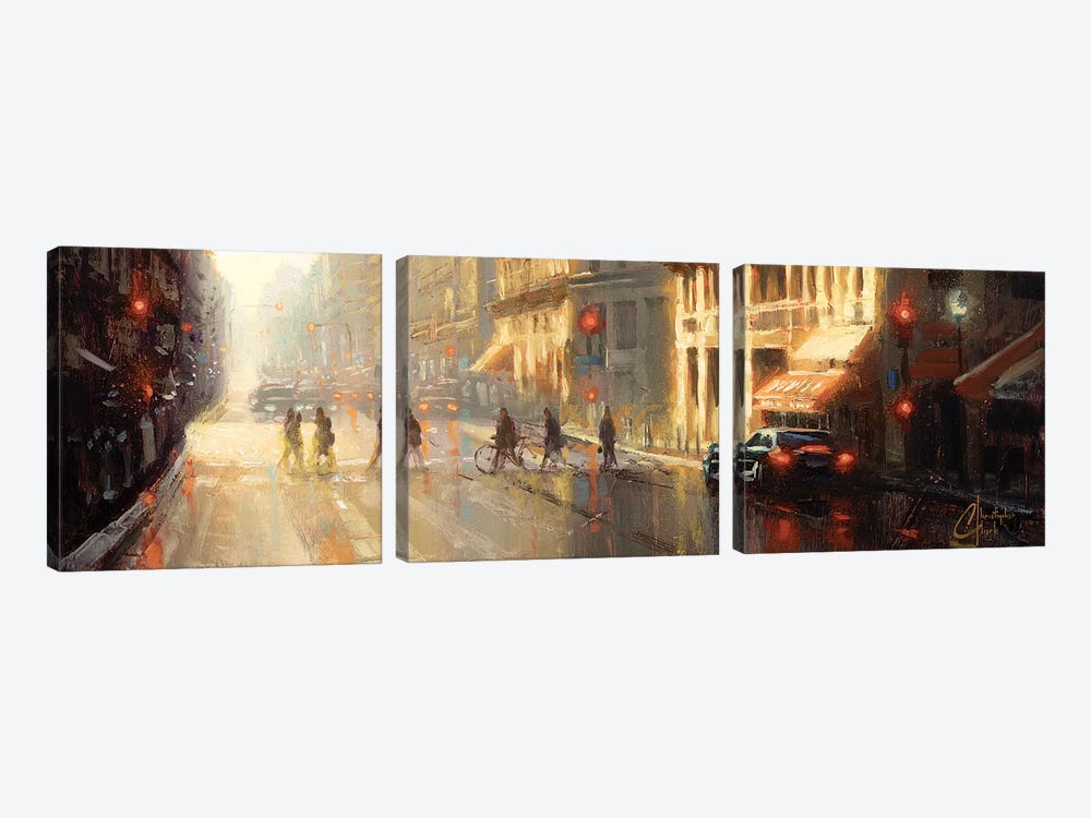 Paris - Crossing The Street by Christopher Clark 3-piece Art Print