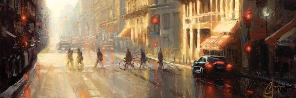 Detailed Oil Painters: Paris - Crossing The Street by Christopher Clark