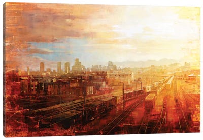 Denver - Afternoon Over The Tracks Canvas Art Print - City Sunrise & Sunset Art