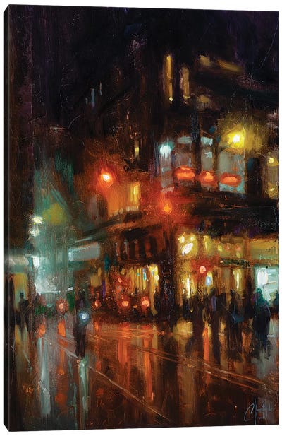 NYC - Bustling Corner Canvas Art Print - Illuminated Oil Paintings