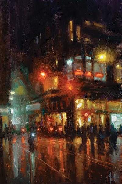 Illuminated Oil Paintings: NYC - Bustling Corner by Christopher Clark