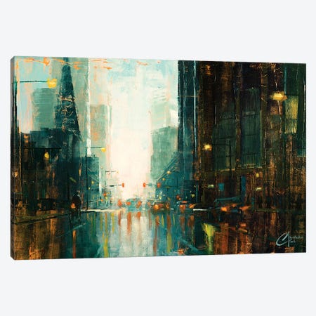 Denver - Broadway In The Rain I Canvas Print #CCK11} by Christopher Clark Canvas Art Print