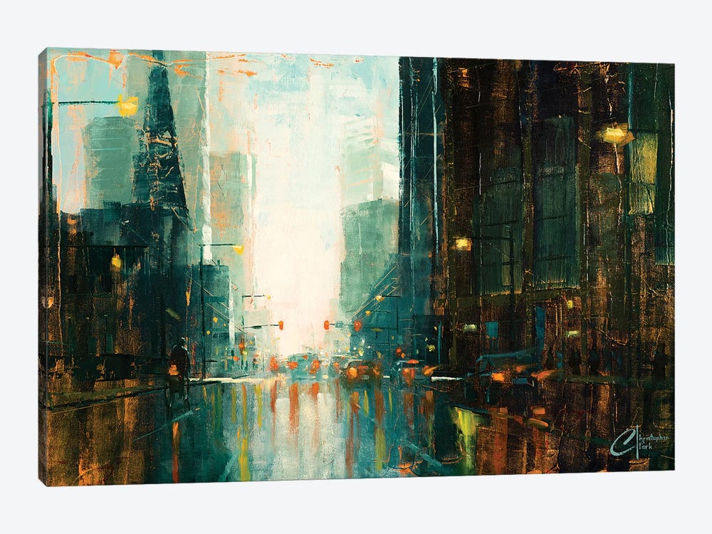 Denver - Broadway In The Rain I by Christopher Clark 1-piece Canvas Art
