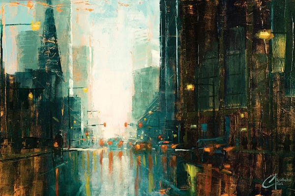 Christopher Clark: Denver - Broadway In The Rain I by Christopher Clark