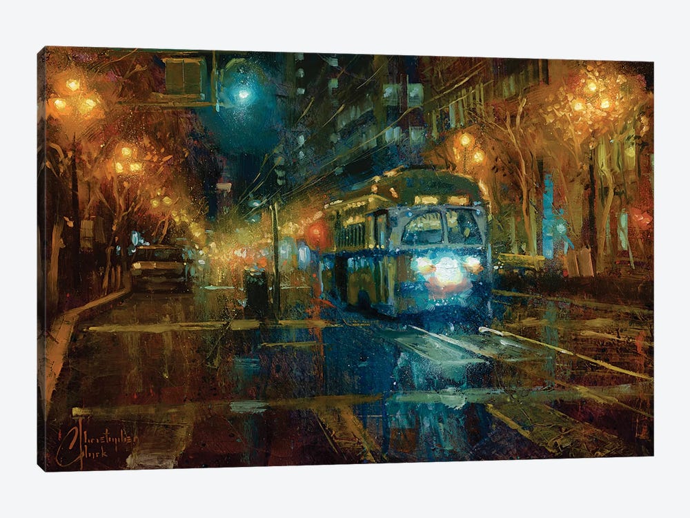 San Francisco Trolley At Night by Christopher Clark 1-piece Canvas Art