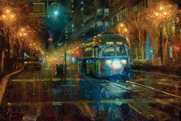 Trains: San Francisco Trolley At Night by Christopher Clark