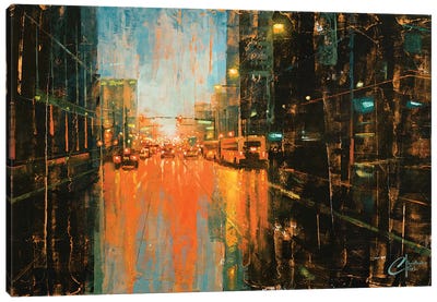 Denver - Broadway In The Rain II Canvas Art Print - Denver Art