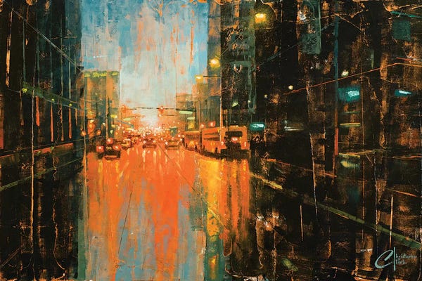 Industrial Office: Denver - Broadway In The Rain II by Christopher Clark