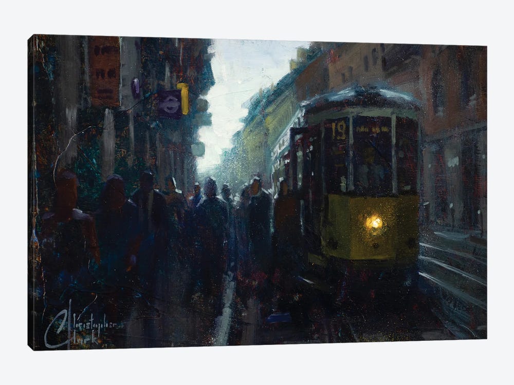 Milan, Italy - Early Morning Trolley by Christopher Clark 1-piece Canvas Wall Art