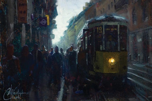 Christopher Clark: Milan, Italy - Early Morning Trolley by Christopher Clark