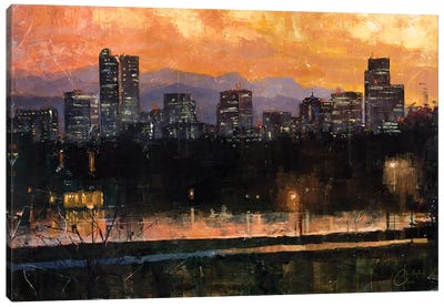 Denver Skyline From City Park III Canvas Art Print - Urban Living Room Art
