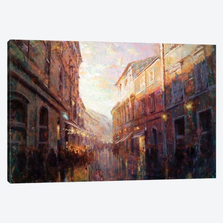 Bustling Alley At Dusk Canvas Print #CCK158} by Christopher Clark Canvas Wall Art