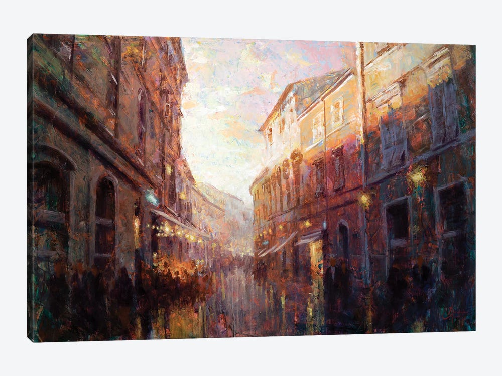 Bustling Alley At Dusk by Christopher Clark 1-piece Canvas Print