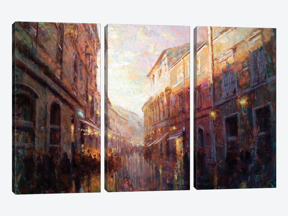 Bustling Alley At Dusk by Christopher Clark 3-piece Art Print