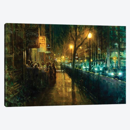Drinks Downtown Canvas Print #CCK163} by Christopher Clark Art Print