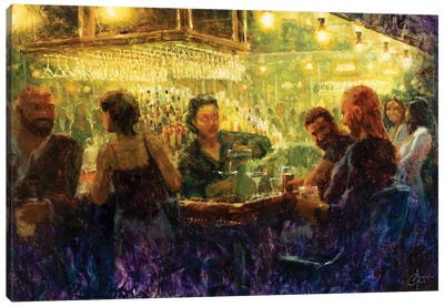 Night Out With Friends, Full Size Canvas Art Print - Liquor Art