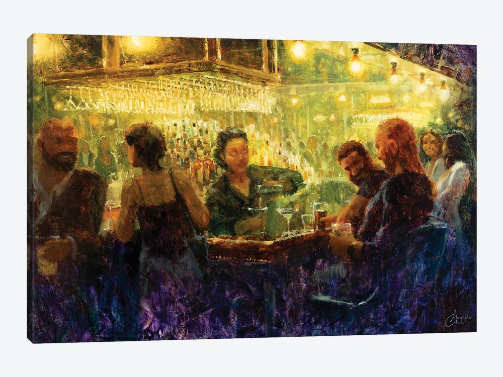 Night Out With Friends, Full Size by Christopher Clark 1-piece Canvas Art
