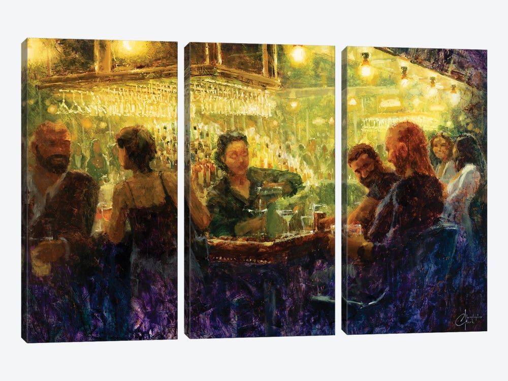 Night Out With Friends, Full Size by Christopher Clark 3-piece Canvas Art