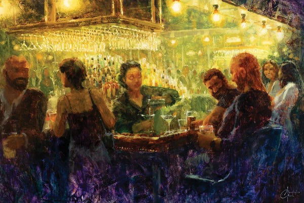 Christopher Clark: Night Out With Friends, Full Size by Christopher Clark