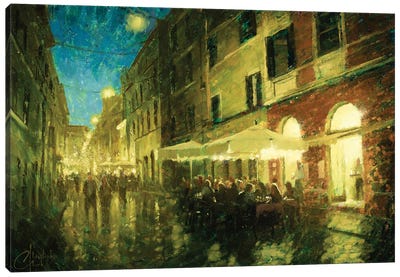 Rome Cafe For Dinner Canvas Art Print - Dark Academia