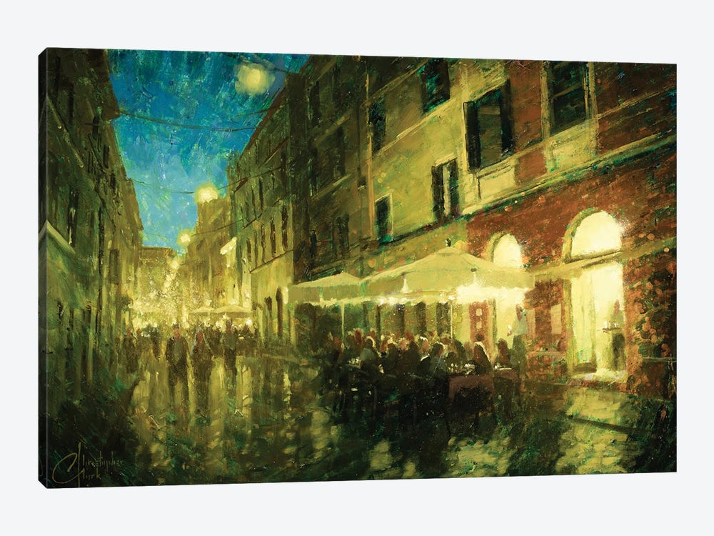 Rome Cafe For Dinner by Christopher Clark 1-piece Canvas Artwork