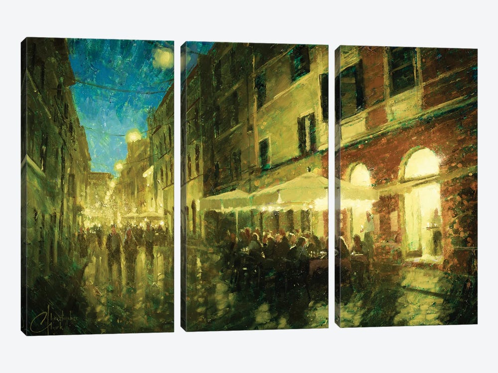 Rome Cafe For Dinner by Christopher Clark 3-piece Canvas Artwork