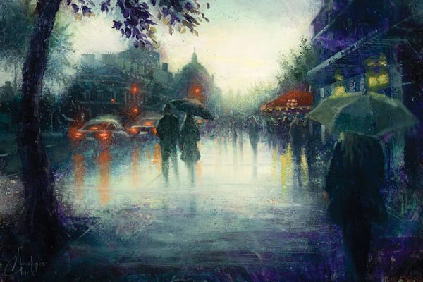 Christopher Clark: Paris Rainy Street by Christopher Clark